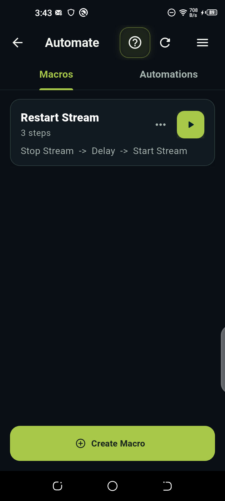 DeckPilot’s actual macro builder on the Tecno phone